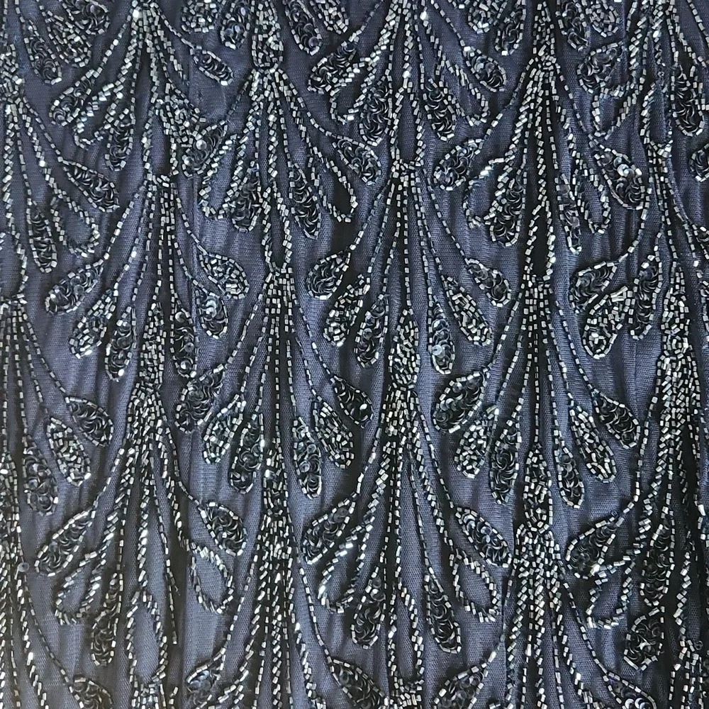 Aidan Mattox $550 NWT Beaded V-Neck Sheath Evening Gown Navy Blue, size 6 - Picture 13 of 13